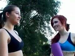 Redhead whore wants to have fun with her new chick